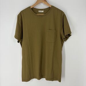 Line of Trade T Shirt Size Large Mens Olive Green Garment Dyed Cotton Pocket Tee